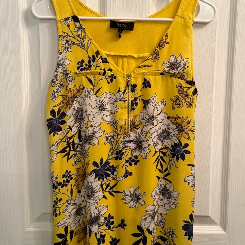 BCX Yellow & Navy Blue Sleeveless Tank Top